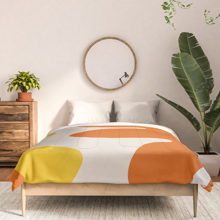 Happy Flower Retro 60s 70s Vibe Orange Yellow Cream Comforter Gallery Image 3