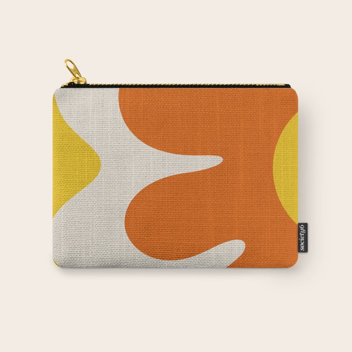Happy Flower Retro 60s 70s Vibe Orange Yellow Cream Carry All Pouch Gallery Image 1