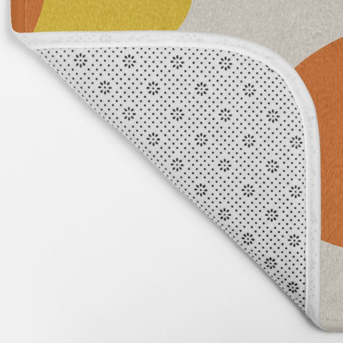 Happy Flower Retro 60s 70s Vibe Orange Yellow Cream Bath Mat Gallery Image 2