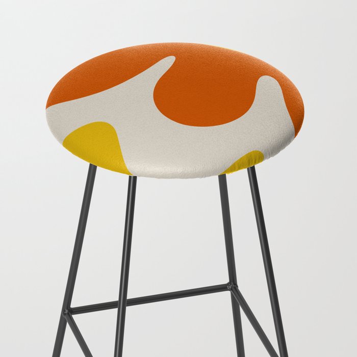 Happy Flower Retro 60s 70s Vibe Orange Yellow Cream Stool Gallery Image 2