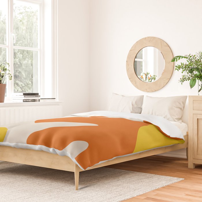 Happy Flower Retro 60s 70s Vibe Orange Yellow Cream Duvet Cover Gallery Image 2
