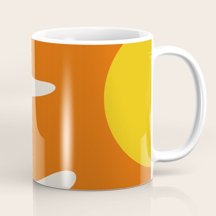 Happy Flower Retro 60s 70s Vibe Orange Yellow Cream Coffee Mug Gallery Image 1