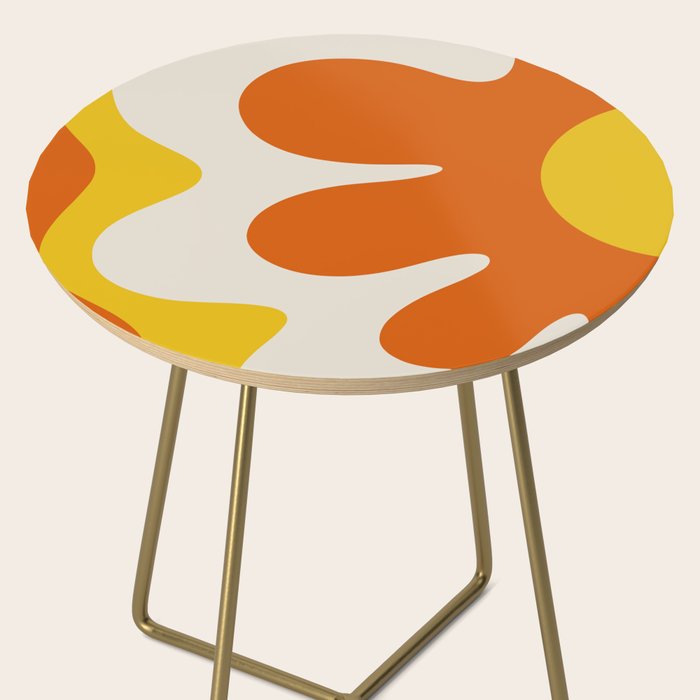 Happy Flower Retro 60s 70s Vibe Orange Yellow Cream Side Table Gallery Image 2