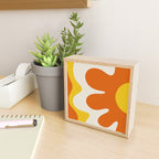 Happy Flower Retro 60s 70s Vibe Orange Yellow Cream Mini Art Print Gallery Image 2