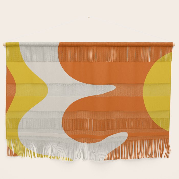 Happy Flower Retro 60s 70s Vibe Orange Yellow Cream Wall Hanging Gallery Image 1