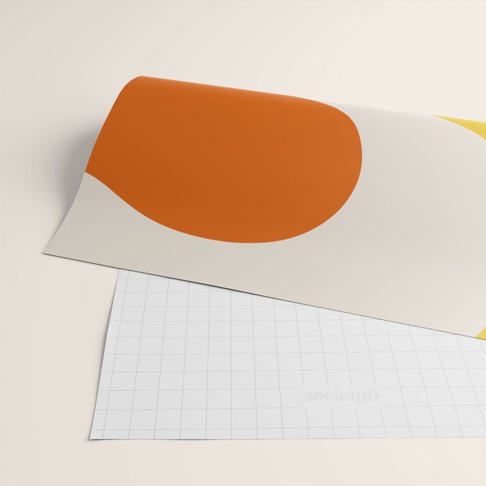 Happy Flower Retro 60s 70s Vibe Orange Yellow Cream Wrapping Paper Gallery Image 2