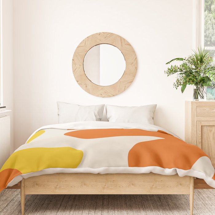 Happy Flower Retro 60s 70s Vibe Orange Yellow Cream Duvet Cover Gallery Image 3