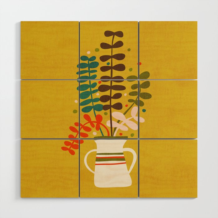 Potted Leaves Wood Wall Art Gallery Image 1