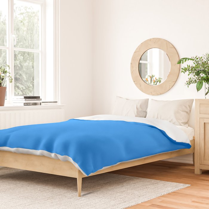 Blue Solid Color Bright Vivid Bold Accent Duvet Cover Gallery Image 2