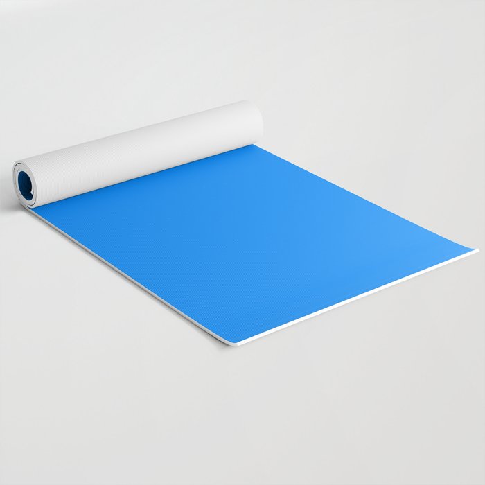 Blue Solid Color Bright Vivid Bold Accent Yoga Mat Gallery Image 2