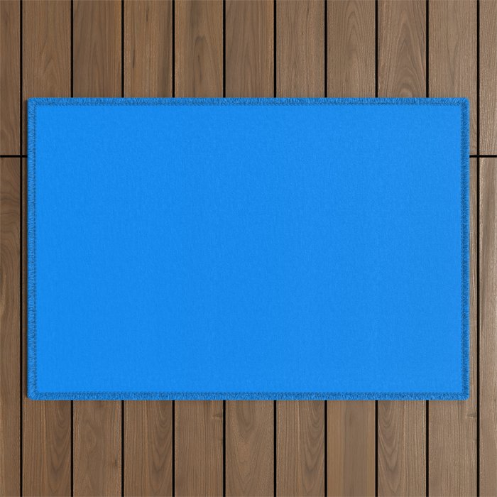 Blue Solid Color Bright Vivid Bold Accent Outdoor Rug Gallery Image 1