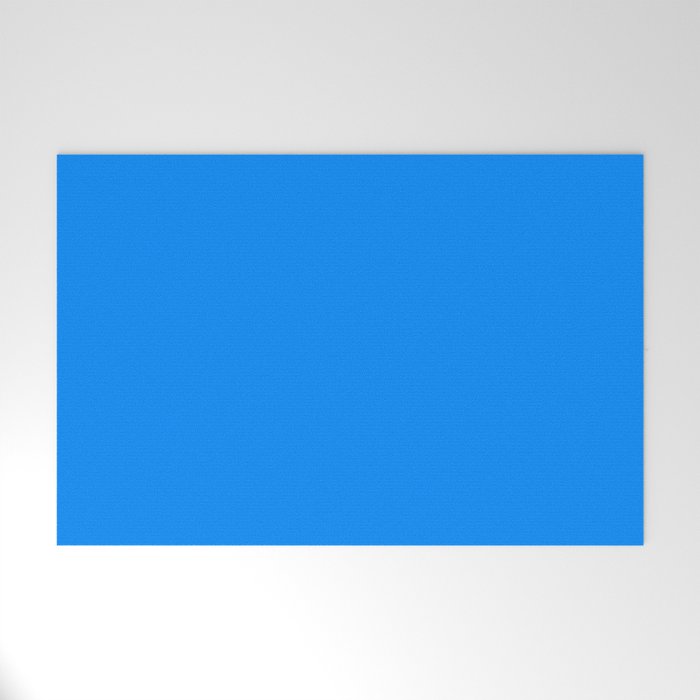 Blue Solid Color Bright Vivid Bold Accent Welcome Mat Gallery Image 1