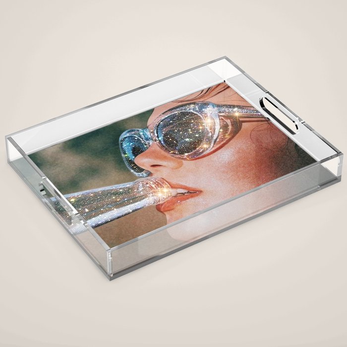 SUMMER VOL.1 - digital artwork by Yana Potter, holidays mood, weekend, stars shining, diamonds.  Acrylic Tray Gallery Image 1