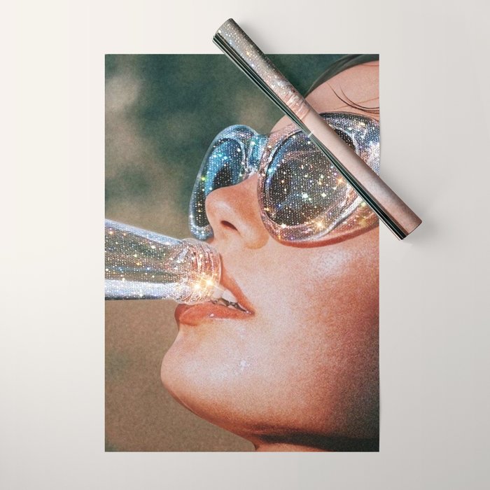 SUMMER VOL.1 - digital artwork by Yana Potter, holidays mood, weekend, stars shining, diamonds.  Wrapping Paper Gallery Image 1