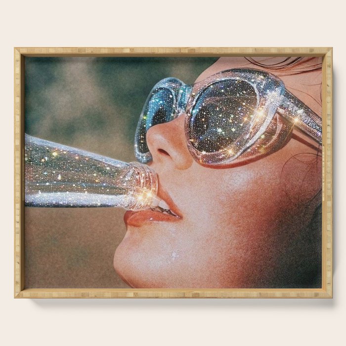 SUMMER VOL.1 - digital artwork by Yana Potter, holidays mood, weekend, stars shining, diamonds.  Serving Tray Gallery Image 1