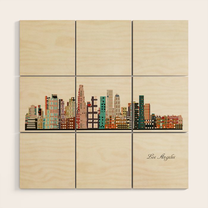 los angeles skyline Wood Wall Art Gallery Image 1