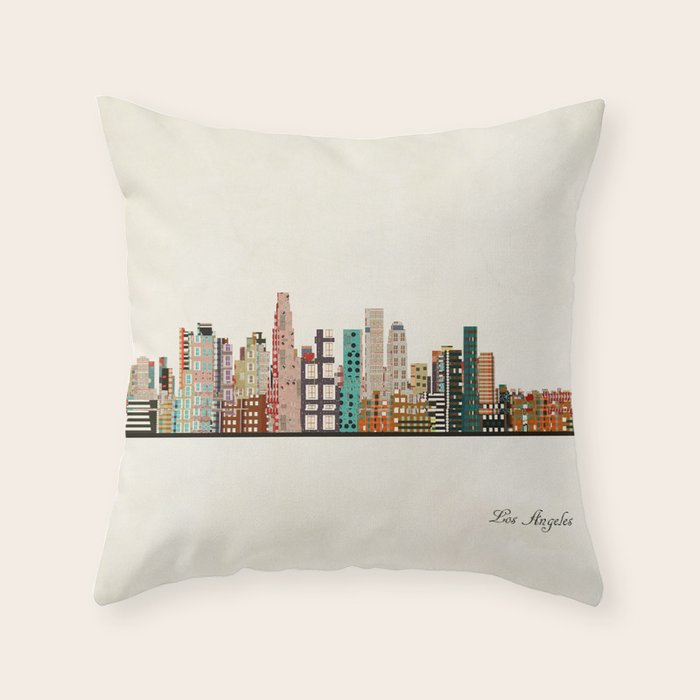 los angeles skyline Throw Pillow Gallery Image 6