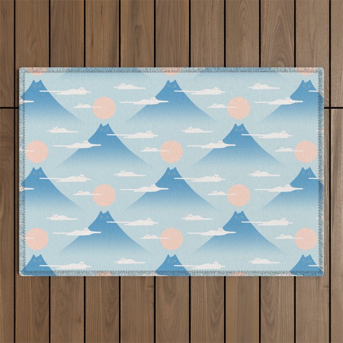Cat Mountain Cloud pattern 1 Outdoor Rug Gallery Image 1