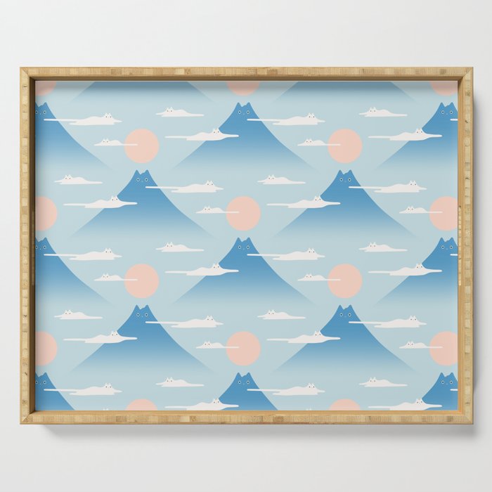 Cat Mountain Cloud pattern 1 Serving Tray Gallery Image 1