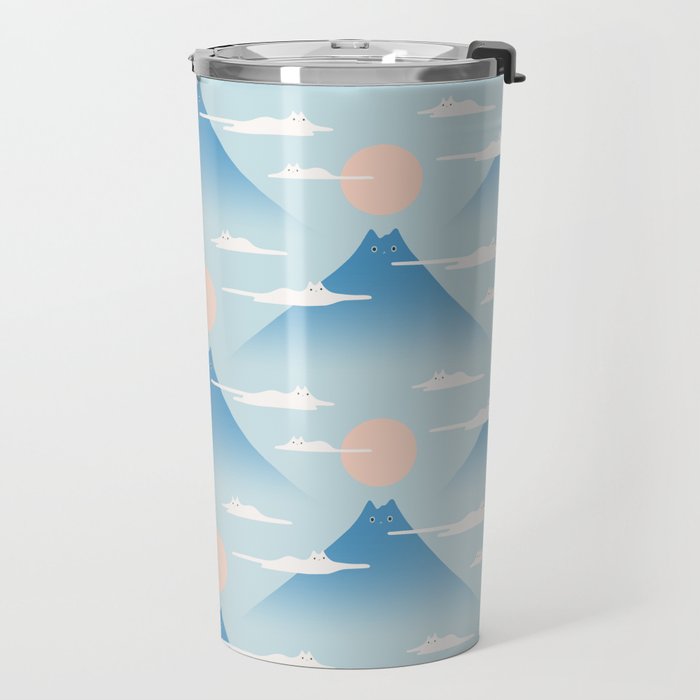 Cat Mountain Cloud pattern 1 Travel Mug Gallery Image 2