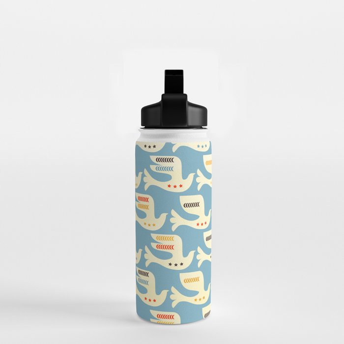 Festive Birds Blue Water Bottle Gallery Image 2