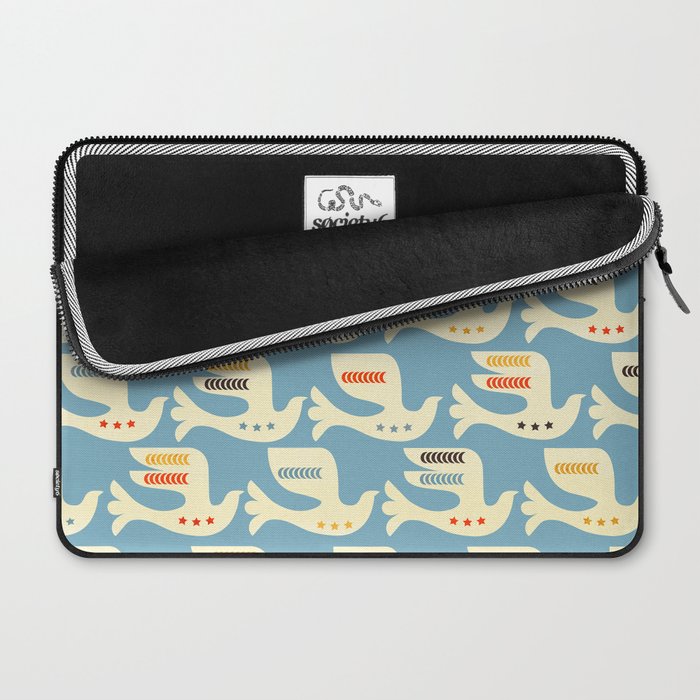 Festive Birds Blue Laptop Sleeve Gallery Image 2