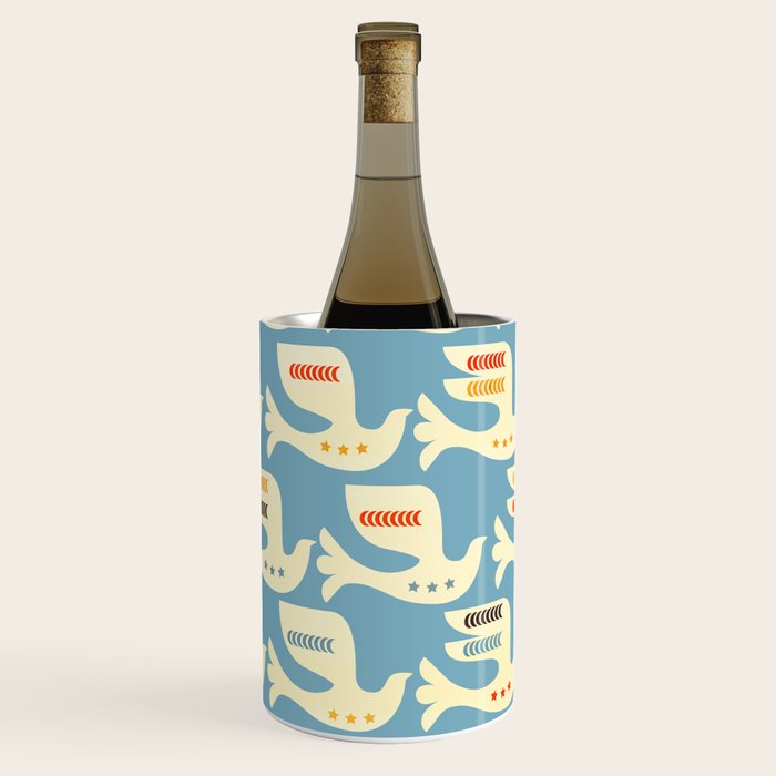 Festive Birds Blue Wine Chiller Gallery Image 1