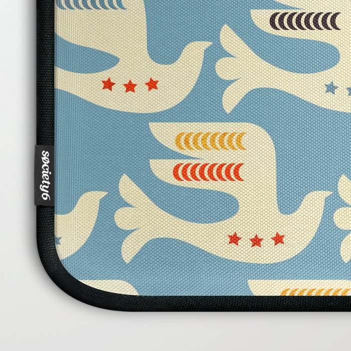 Festive Birds Blue Laptop Sleeve Gallery Image 3