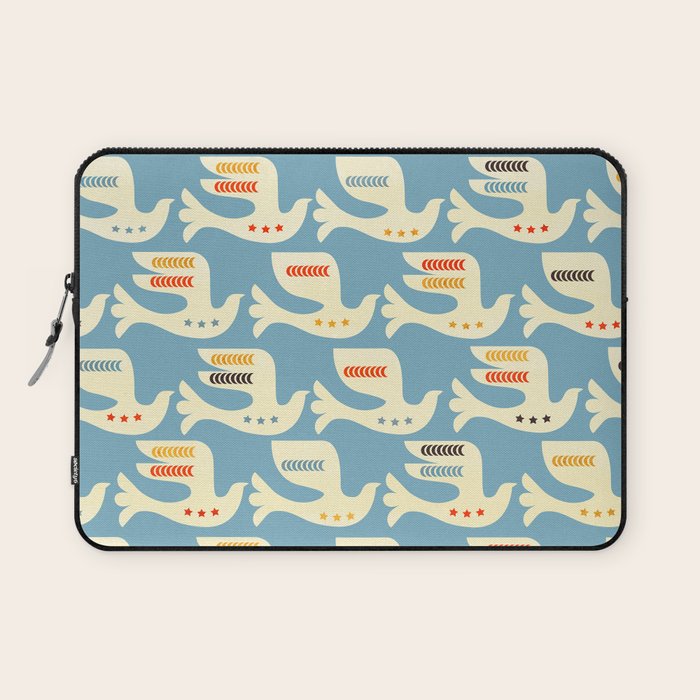 Festive Birds Blue Laptop Sleeve Gallery Image 1
