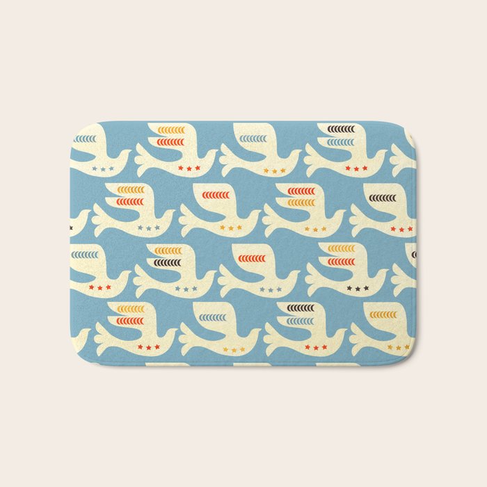 Festive Birds Blue Bath Mat Gallery Image 1