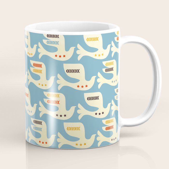 Festive Birds Blue Coffee Mug Gallery Image 1