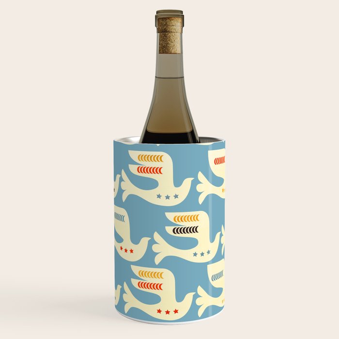 Festive Birds Blue Wine Chiller Gallery Image 2