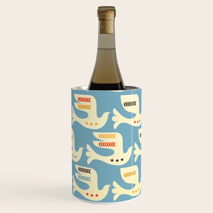 Festive Birds Blue Wine Chiller Gallery Image 3