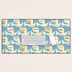 Festive Birds Blue Desk Mat Gallery Image 1