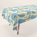 Festive Birds Blue Tablecloth Gallery Image 1