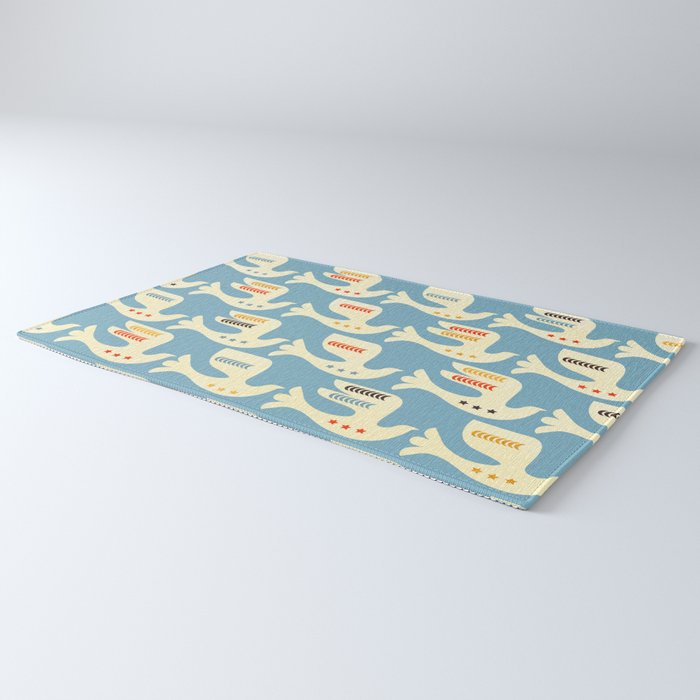 Festive Birds Blue Rug Gallery Image 3