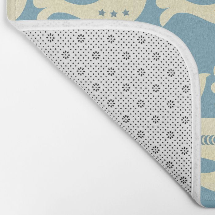 Festive Birds Blue Bath Mat Gallery Image 2