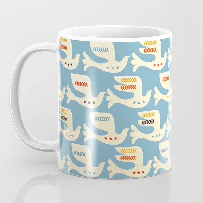 Festive Birds Blue Coffee Mug Gallery Image 3