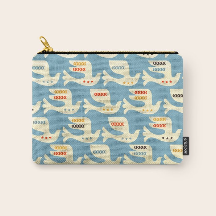 Festive Birds Blue Carry All Pouch Gallery Image 1