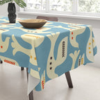 Festive Birds Blue Tablecloth Gallery Image 3
