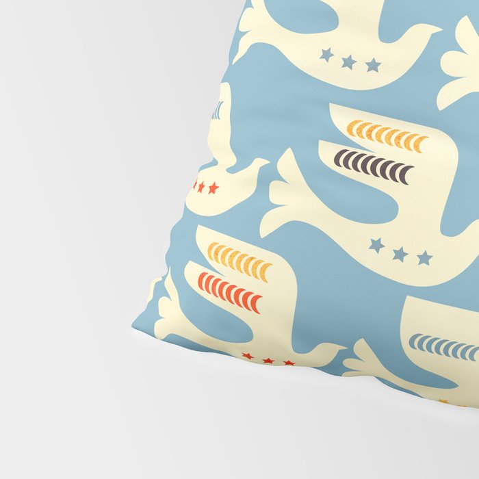 Festive Birds Blue Pillow Sham Gallery Image 4