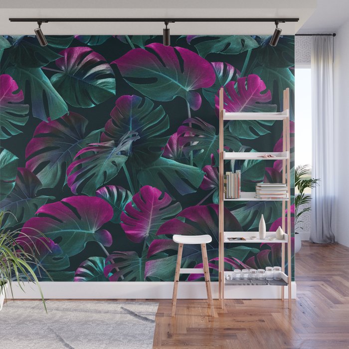 Tropical Monstera Leaf Garden Wall Mural Gallery Image 1