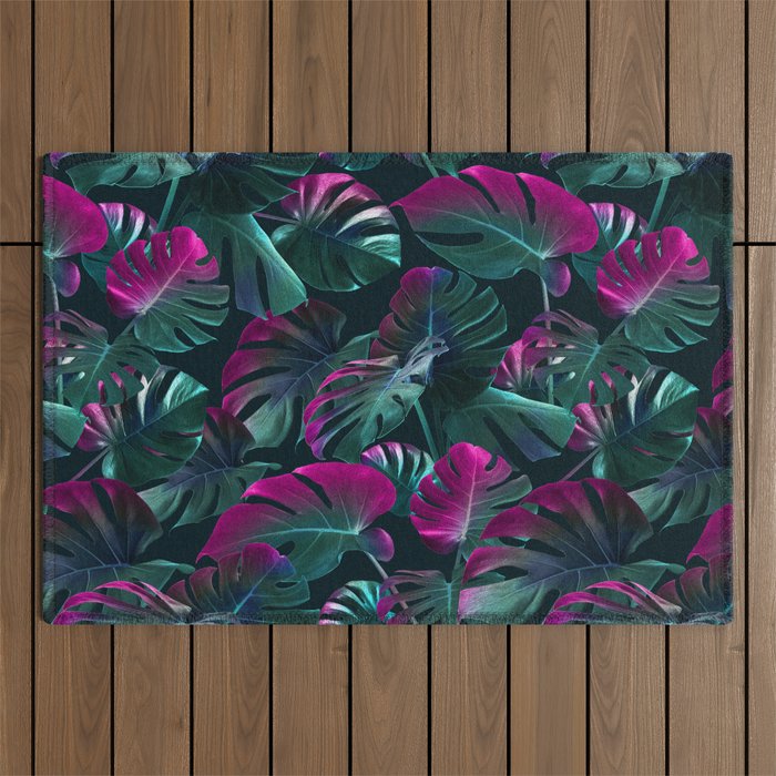 Tropical Monstera Leaf Garden Outdoor Rug Gallery Image 1
