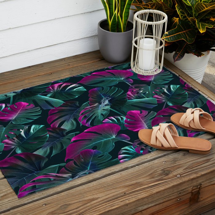 Tropical Monstera Leaf Garden Outdoor Rug Gallery Image 2