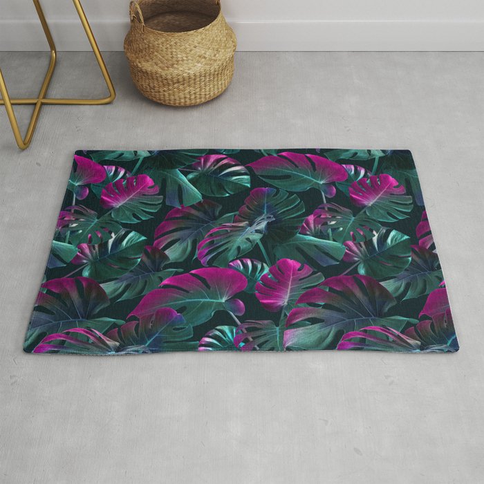 Tropical Monstera Leaf Garden Rug Gallery Image 1