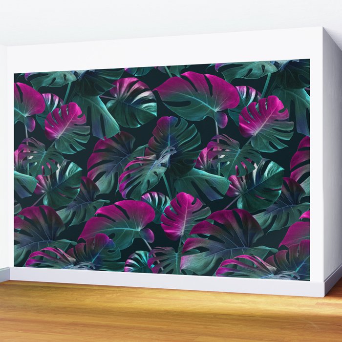 Tropical Monstera Leaf Garden Wall Mural Gallery Image 2