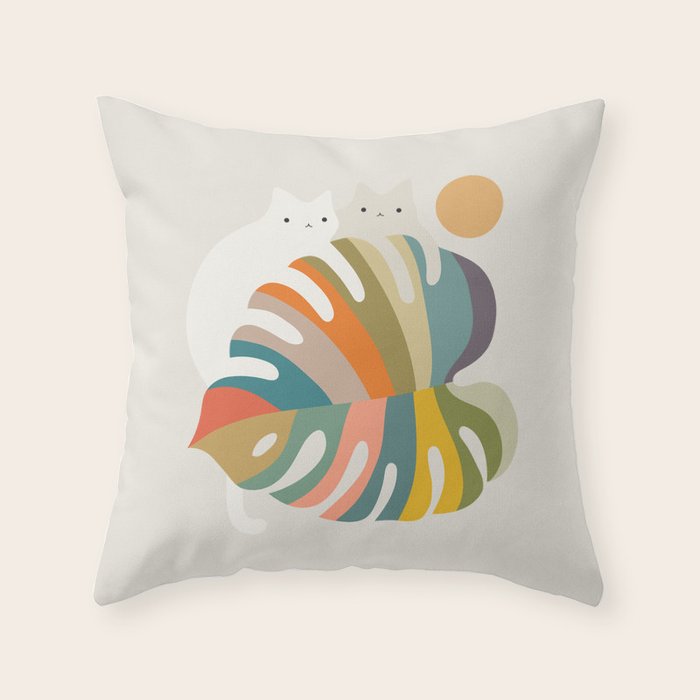 Cat and Plant 71 Throw Pillow Gallery Image 1