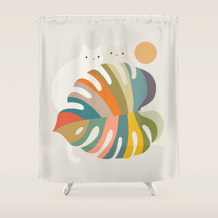 Cat and Plant 71 Shower Curtain Gallery Image 1