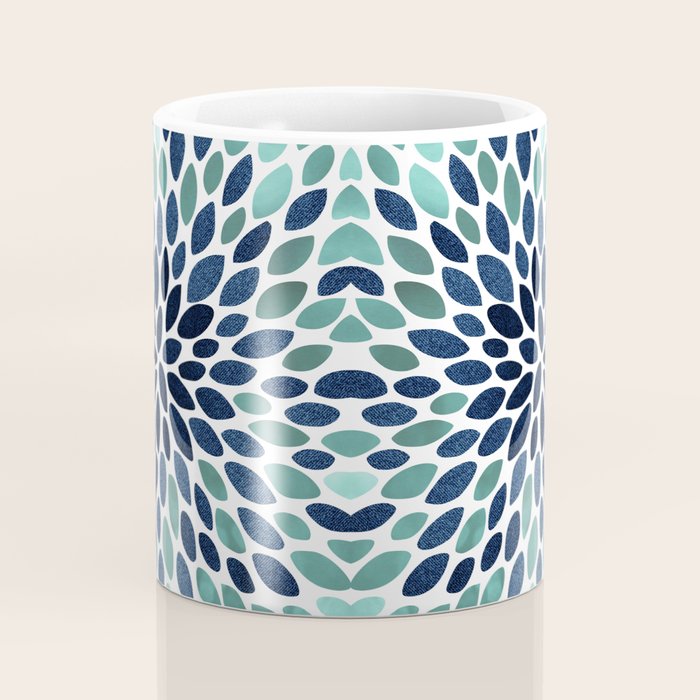 Flower Bloom, Aqua and Navy Coffee Mug Gallery Image 4
