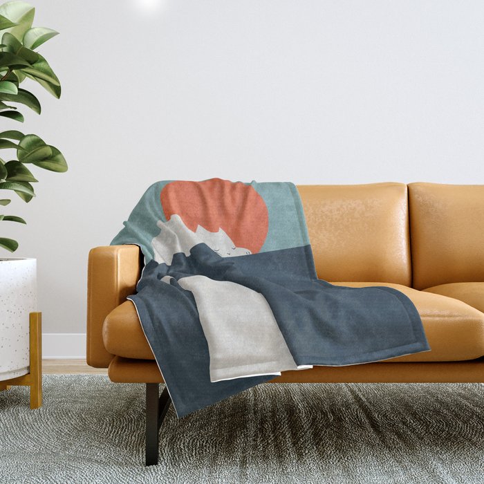 Cat Landscape 3 : Cat road Throw Blanket Gallery Image 1